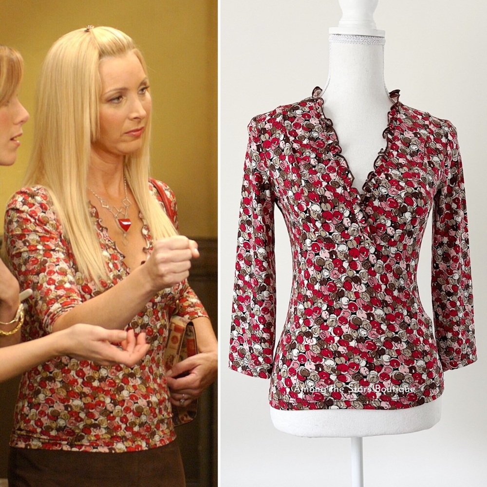Floral V-Neck Blouse - Red and White ASO Phoebe on Friends